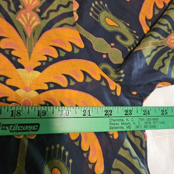 NWT Jude Connally Pru Long Sleeve Cotton Top: Decorative Frond Navy: Size- XXL - Picture 13 of 15